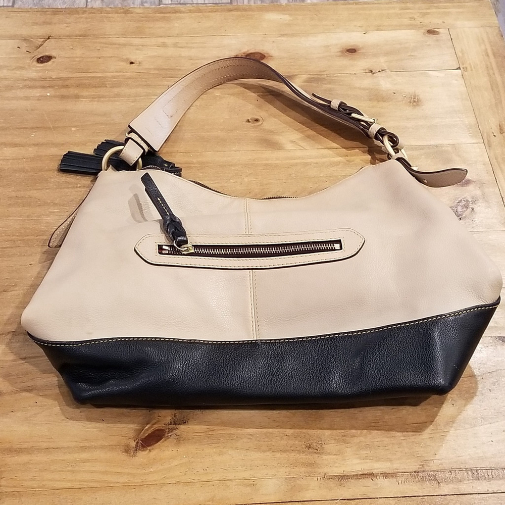 Dooney & Bourke Sophie Black and Beige Color Block Hobo - Picture 4 of 15